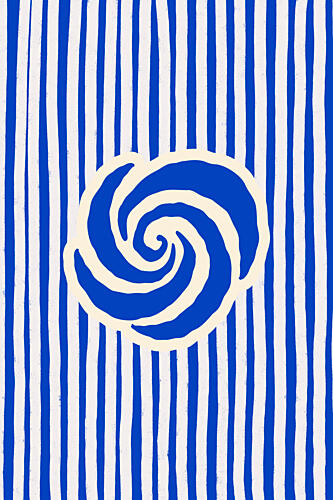 Blue Swirl and Stripes Art Print by Treechild