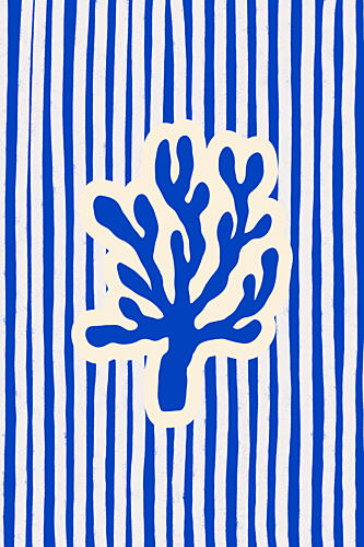 Blue Striped Coral Art Print by Treechild