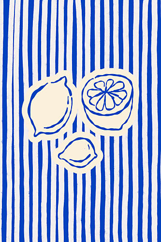 Blue Striped Lemons Art Print by Treechild