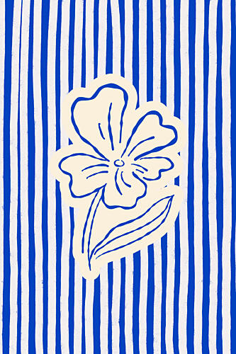 Blue Striped Flower Art Print by Treechild