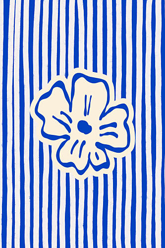 Bold Blue Flower Stripes Art Print by Treechild
