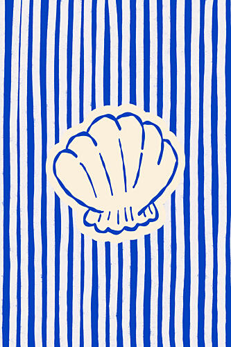 Blue Striped Seashell Art Print by Treechild