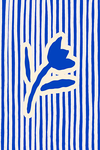Blue Floral Stripes Art Print by Treechild