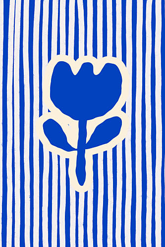 Blue Striped Bloom Art Print by Treechild