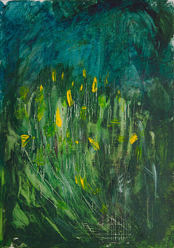 Abstract Yellow Flowers Art Print by Dale Hefer
