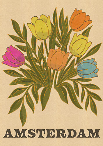 Amsterdam Colorful Tulips Art Print by Nicholas