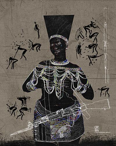 African Woman Modern Rifle Moderne reproduction