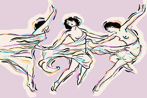 Graceful Women Dancing Art Print by Treechild