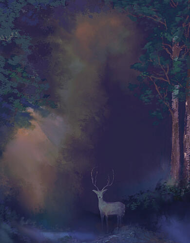 Enchanted Forest Deer Art Print