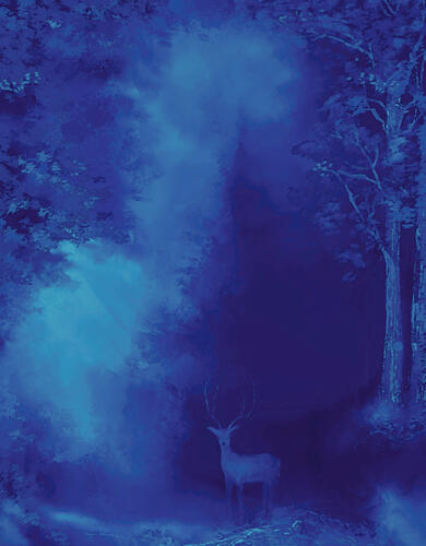 Enchanted Blue Deer Art Print by Josie George