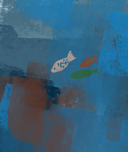 Abstract Ocean Fish Art Print by David George