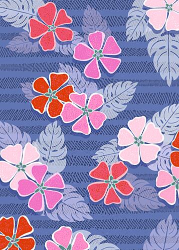 Blue Floral Patterns Art Print