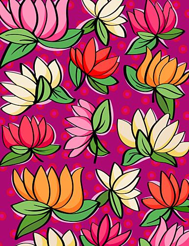 Vibrant Lotus Blossom Pattern Art Print