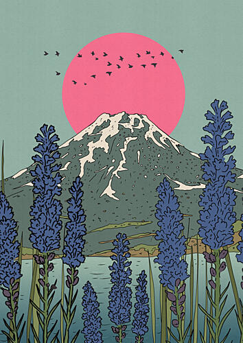 Mount Fuji Lavender Dawn Art Print