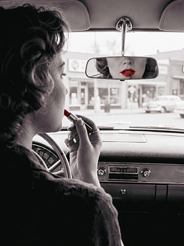 Vintage Lipstick Reflection Art Print