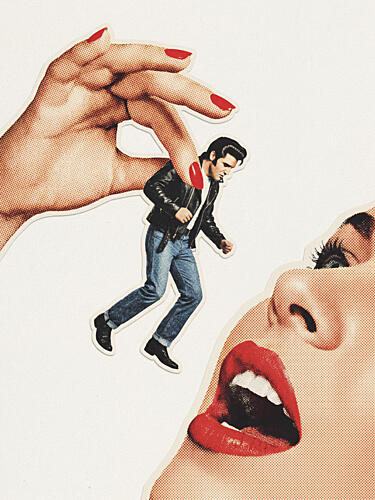 Red Lips Rockabilly Art Print
