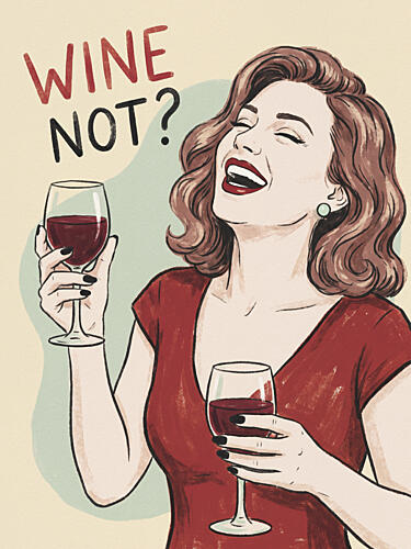 Wine Not Woman Laughing Art Print