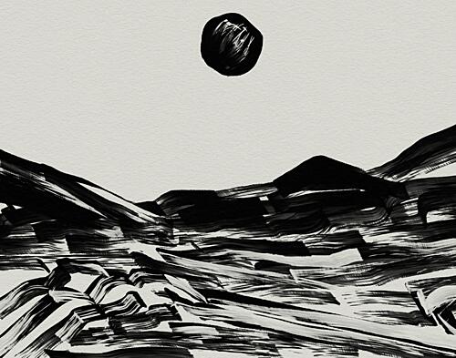 Stark Black Moonscape Art Print by Josie George