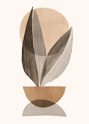 Neutral Botanical Shapes Art Print