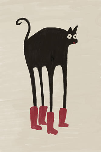 Funny Black Cat Boots Surréaliste reproduction