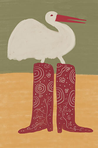 Bird in Red Boots Surréaliste reproduction