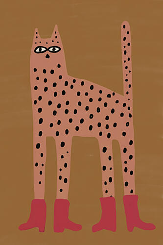 Spotted Cat in Boots Art Print by The Art Concept