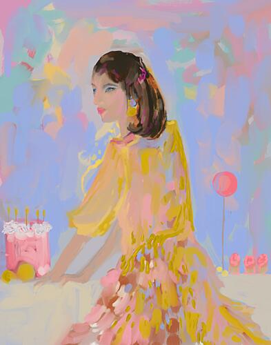 Elegant Birthday Woman Art Print by Josie George
