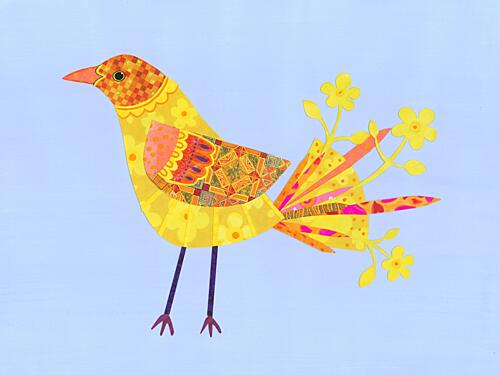 Whimsical Yellow Bird Art Print