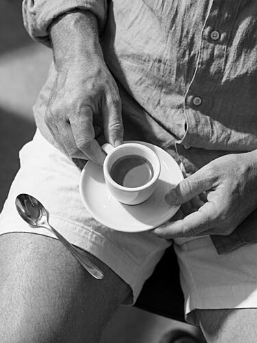 Mans Morning Coffee Café reproduction