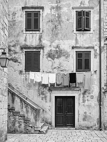 Historic Facade Laundry Art Print