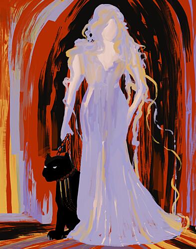 Elegant Woman Panther Art Print by Josie George