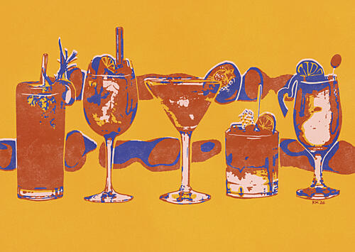 Happy Hour Cocktails Art Print by Katariina Kosunen