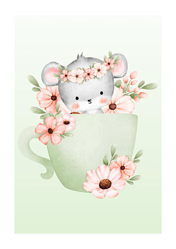 Sweet Mouse Flower Crown Art Print by Saskia Michele