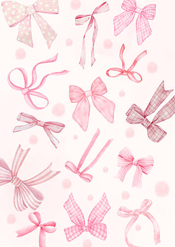 Sweet Pink Bows Art Print by Saskia Michele