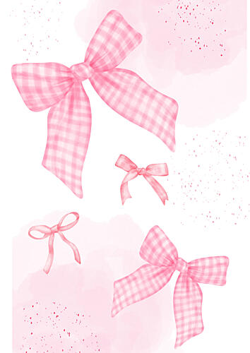 Sweet Pink Gingham Bows Art Print by Saskia Michele