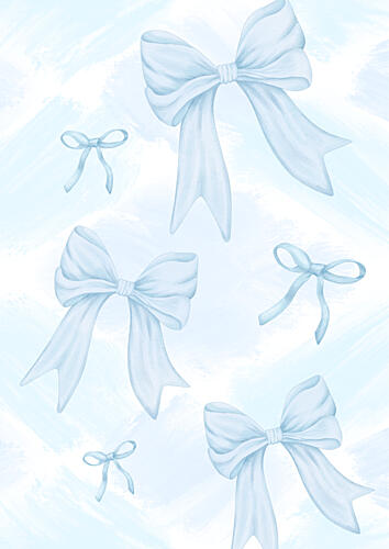 Sweet Blue Bows Art Print by Saskia Michele