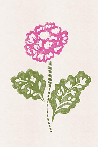 Pink Block Print Flower Art Print by Melissa McKeagney