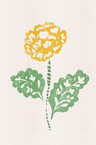 Yellow Folk Flower Art Print by Melissa McKeagney