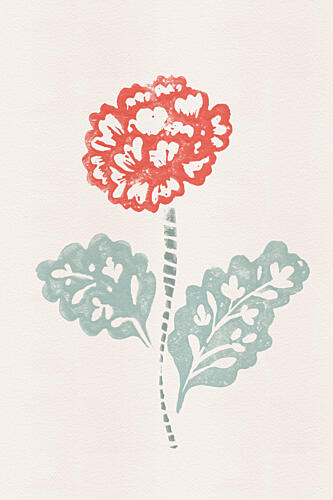 Red Floral Block Print Art Print by Melissa McKeagney