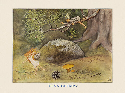 Solagget Kottarna Art Print by Elsa Beskow