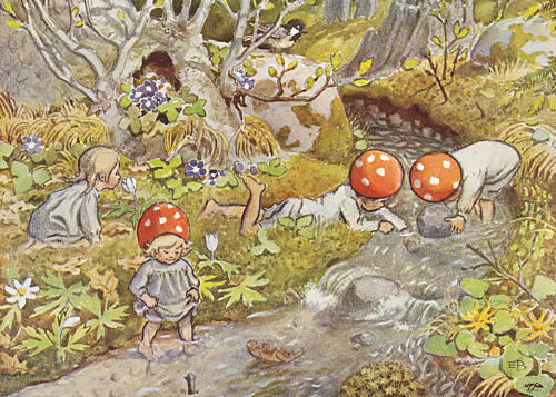 Tomtebobarnen Backen Aquarelle reproduction