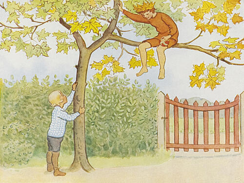 Lasse Liten I Tradgarden 1923 001 Art Print by Elsa Beskow