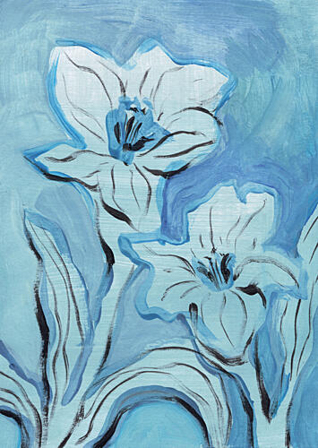 Abstract Blue Blooms Art Print by Catalina Somolinos