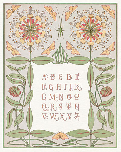 Decorative Floral Alphabet Art Print by Wild Violets