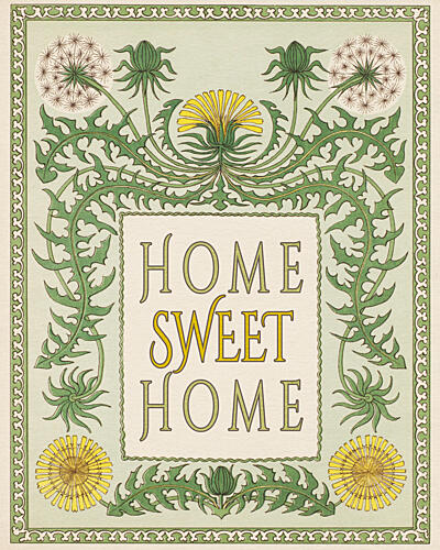 Vintage Home Sweet Home Art Print by Wild Violets