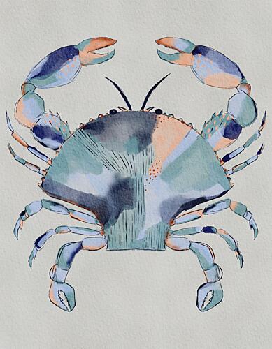 Coastal Blue Crab Painting Art Print by Nikita Jariwala