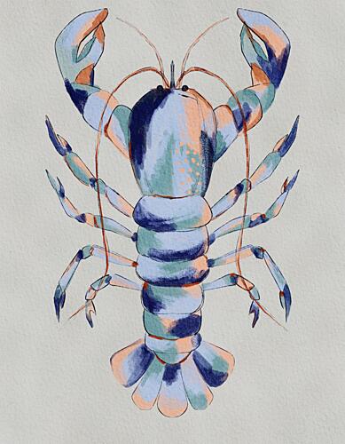 Colorful Blue Lobster Art Print by Nikita Jariwala