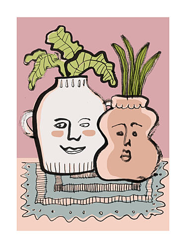 Happy Plant Vases Art Print by Catalina Somolinos