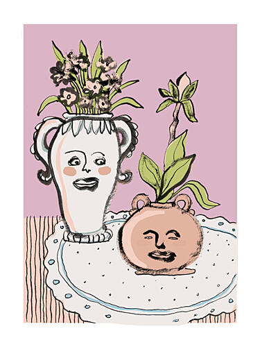 Happy Faces Flower Pots Surréaliste reproduction