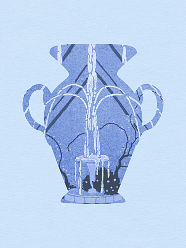 Serene Blue Garden Urn Nature morte reproduction